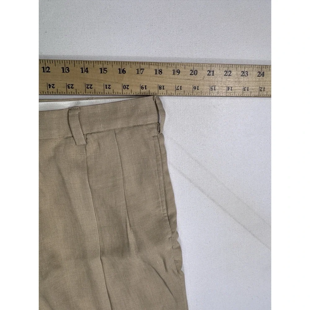 Jos. A. Bank Traveler's 100% Linen Dress Pants 36x30 Pleated Cuffed Tan Beige